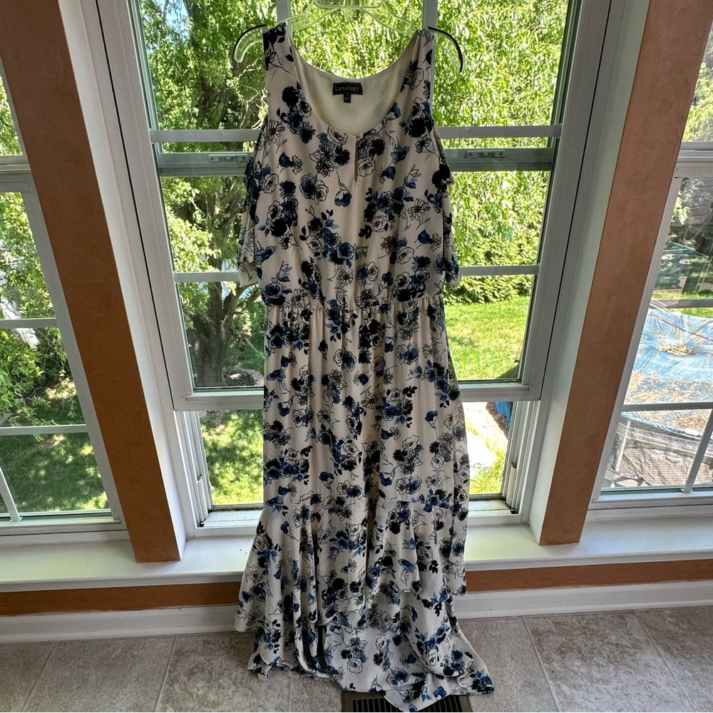 White and Blue Floral Dress